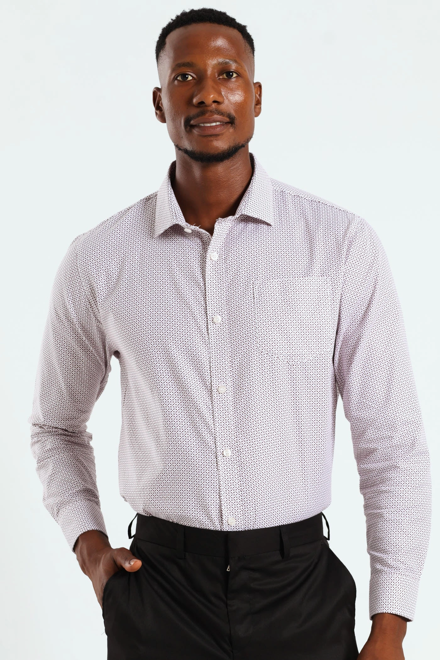 Textured Print Shirt - White/Red Free shipping offers Fashion models