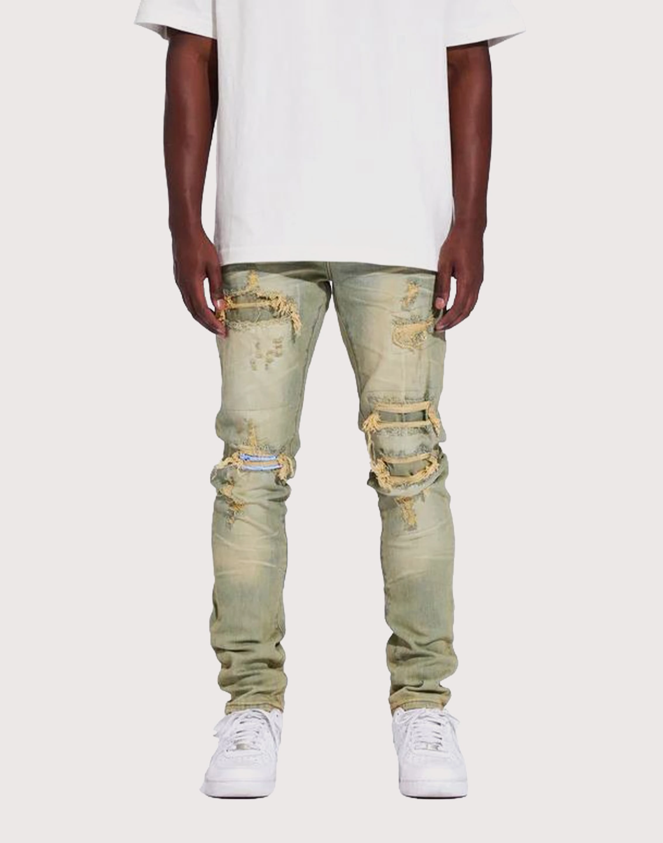 Fashion technology THE LEVERAGE Kovo Slim Fit Denim Jeans Suede - finished fashion