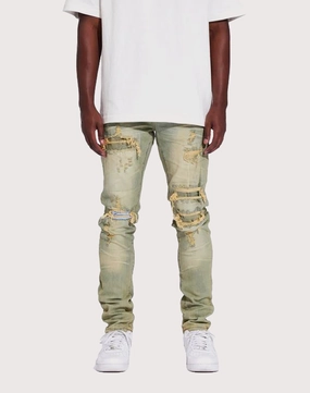 THE LEVERAGE Kovo Slim Fit Denim Jeans Recycled fashion materials Polyester - used fashion