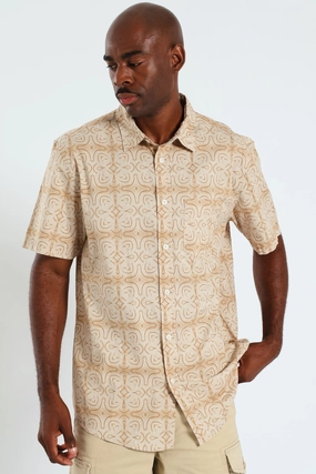 Tile Print Shirt - Stone Preppy style items Seasonal wear