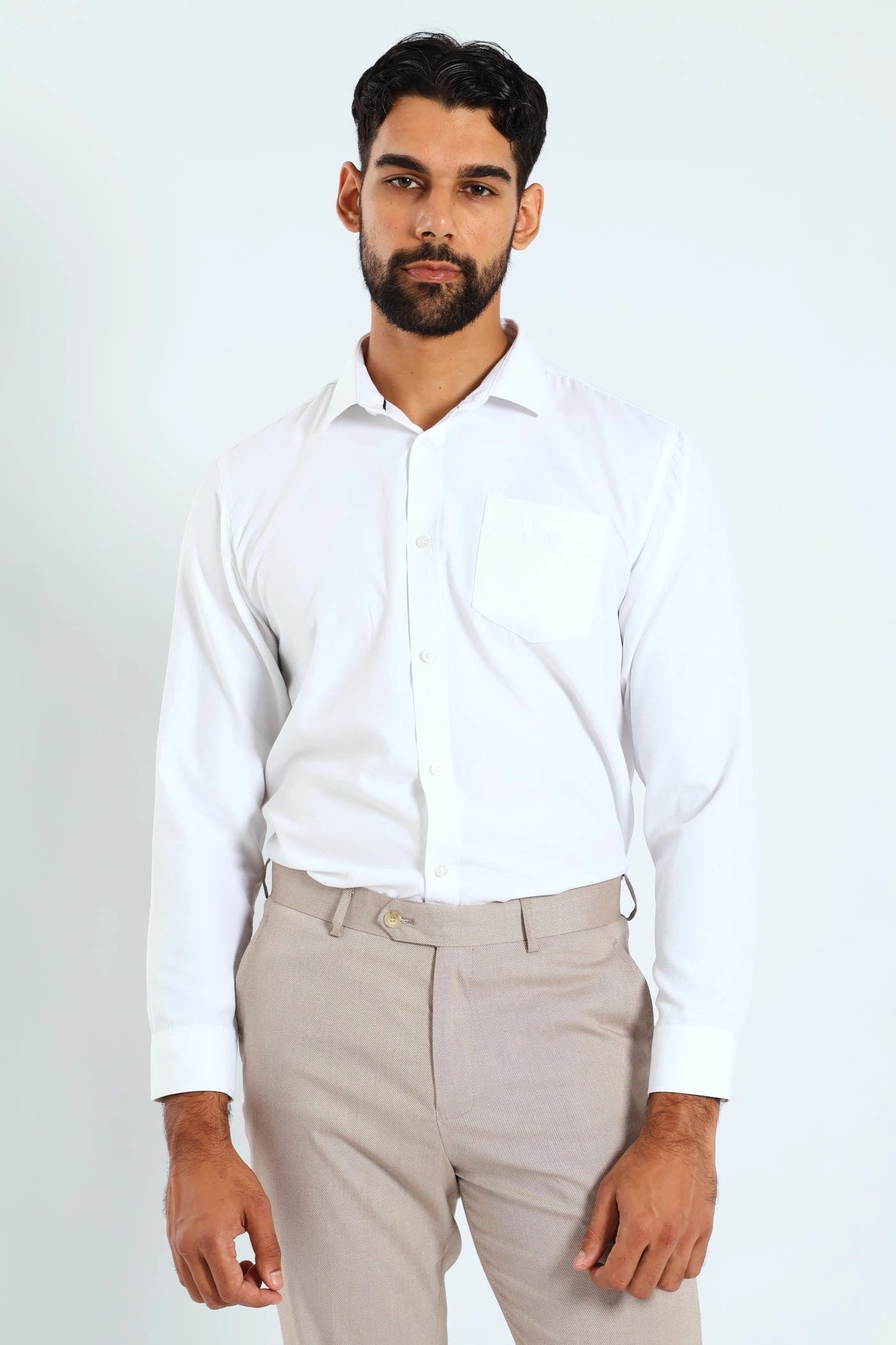 Tonal Check Textured Shirt - White Fashion inspiration Fashion catalog