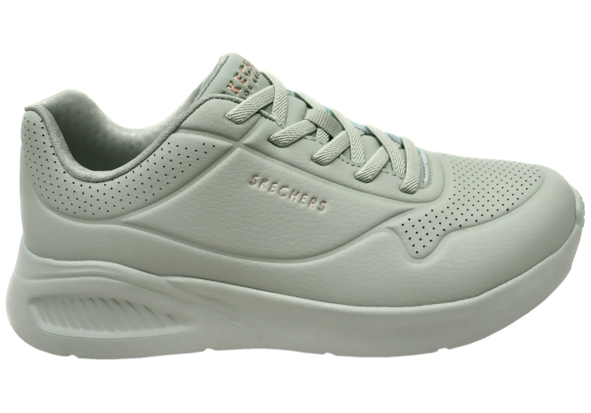 Toner Skechers Womens Uno Lite Lite Work Comfortable Slip On Shoes Sage Scarves