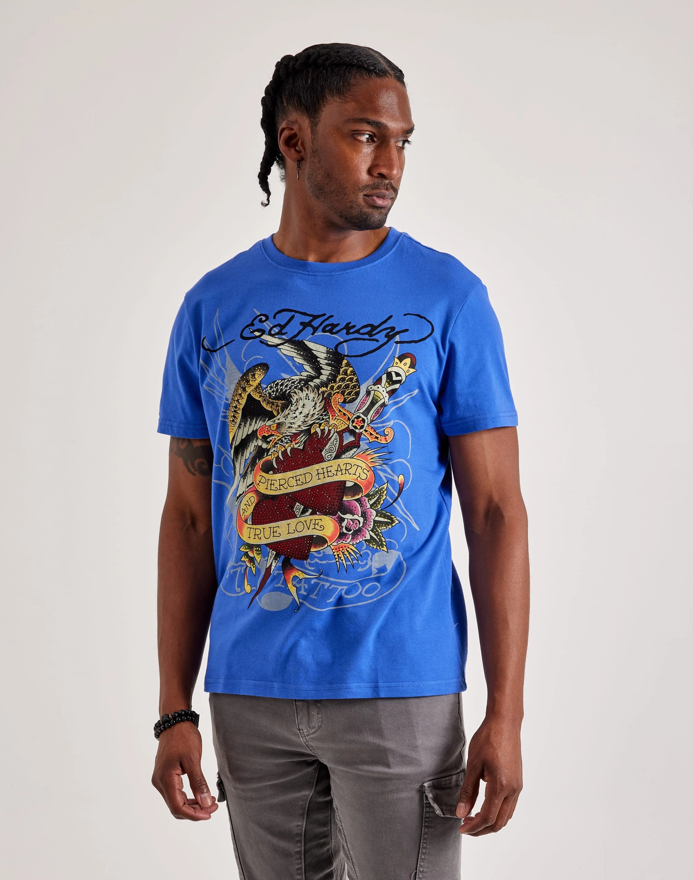 Ed Hardy Pierced Eagle Rhinestone Tee Outerwear options Fashion subscription services