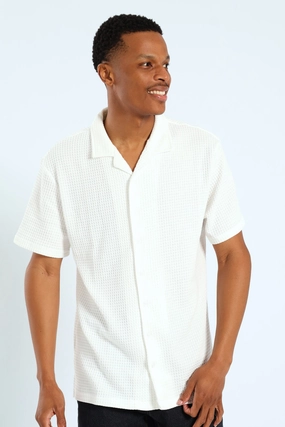 Trendy gear Grid Waffel Shirt - White Fashion essentials