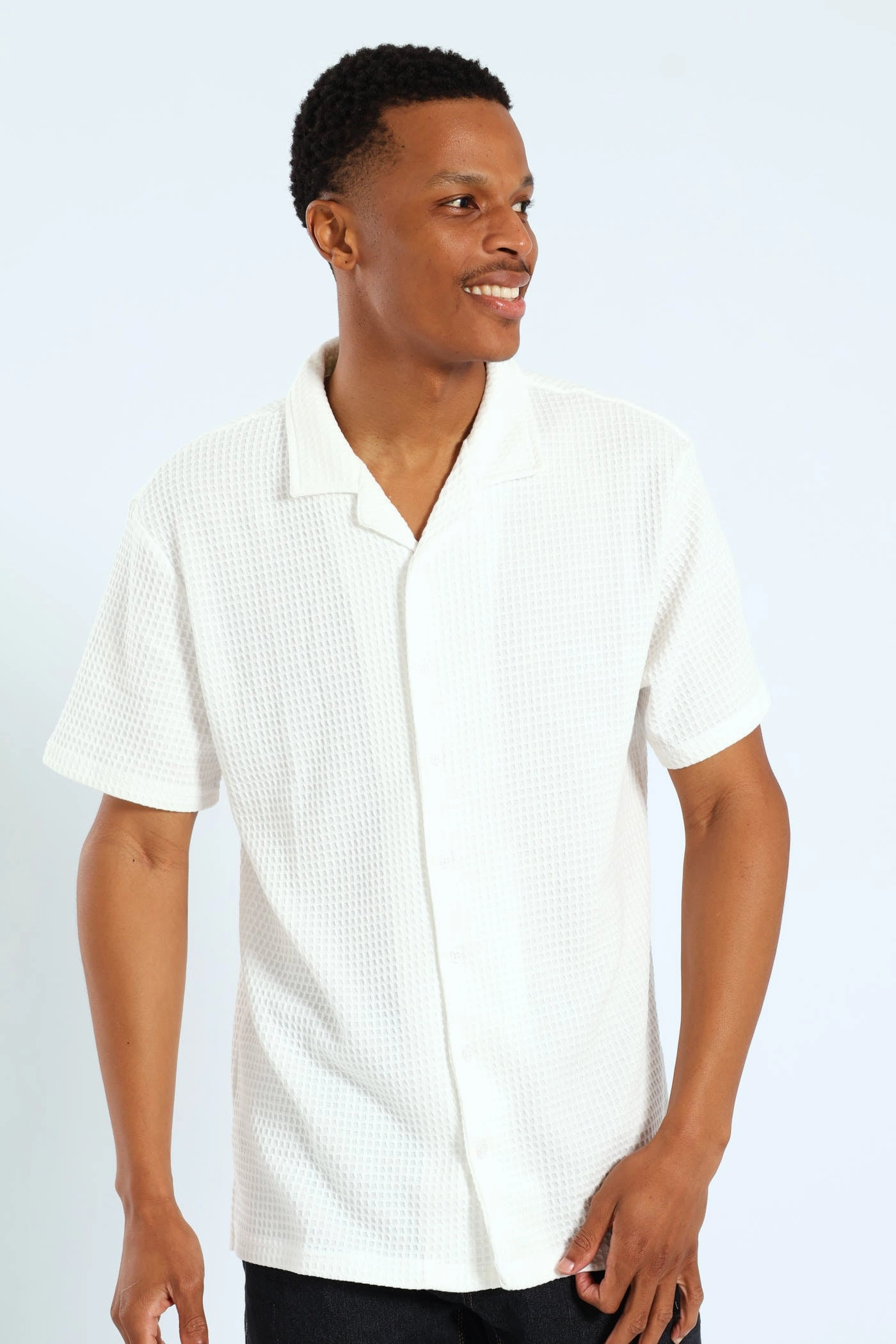Clothing prices Grid Waffel Shirt - White Leather - material fashion