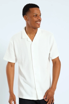 Trendy gear Grid Waffel Shirt - White Fashion essentials