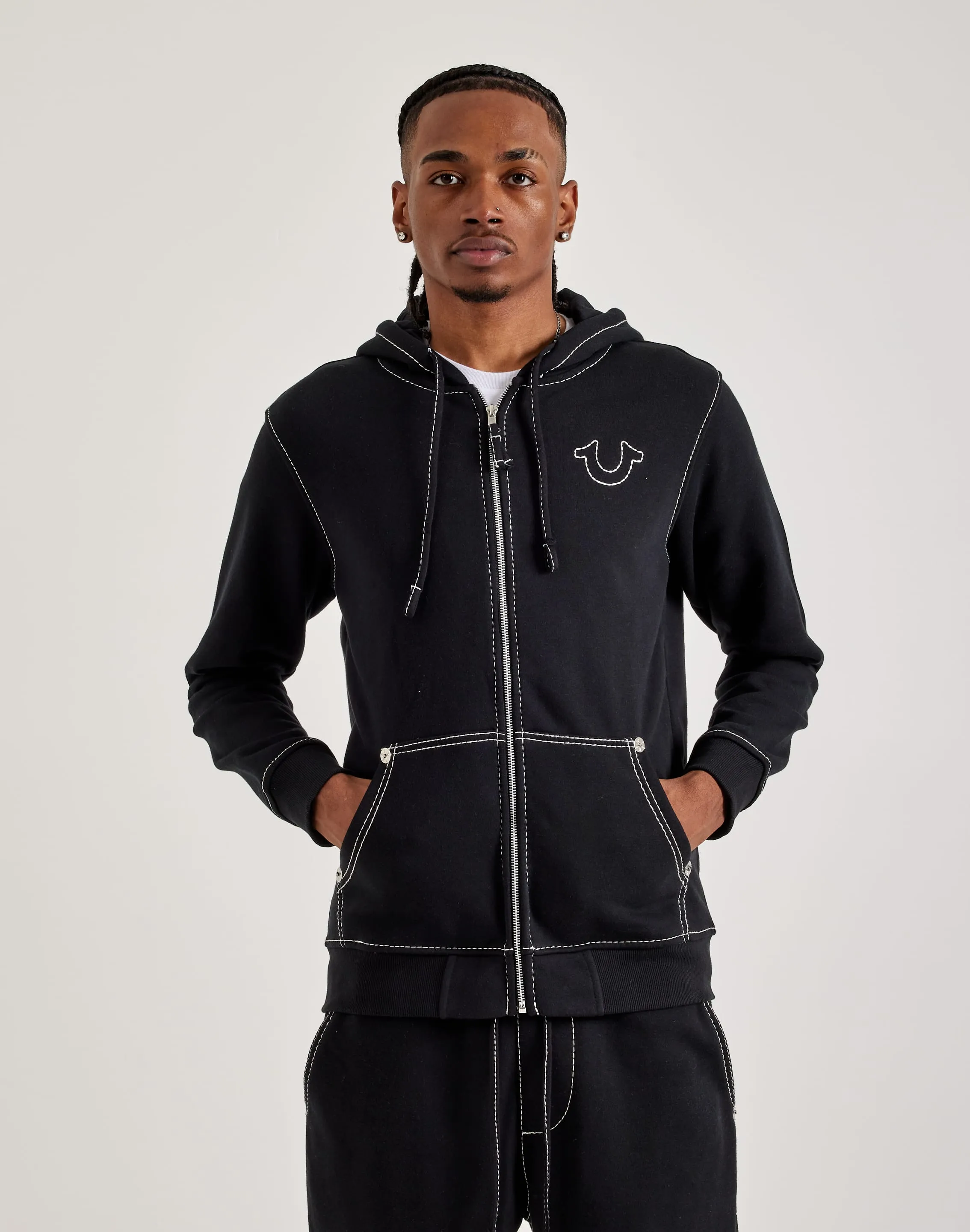 True Religion Big-T Full-Zip Hoodie Polyester - used fashion Clothing assortments