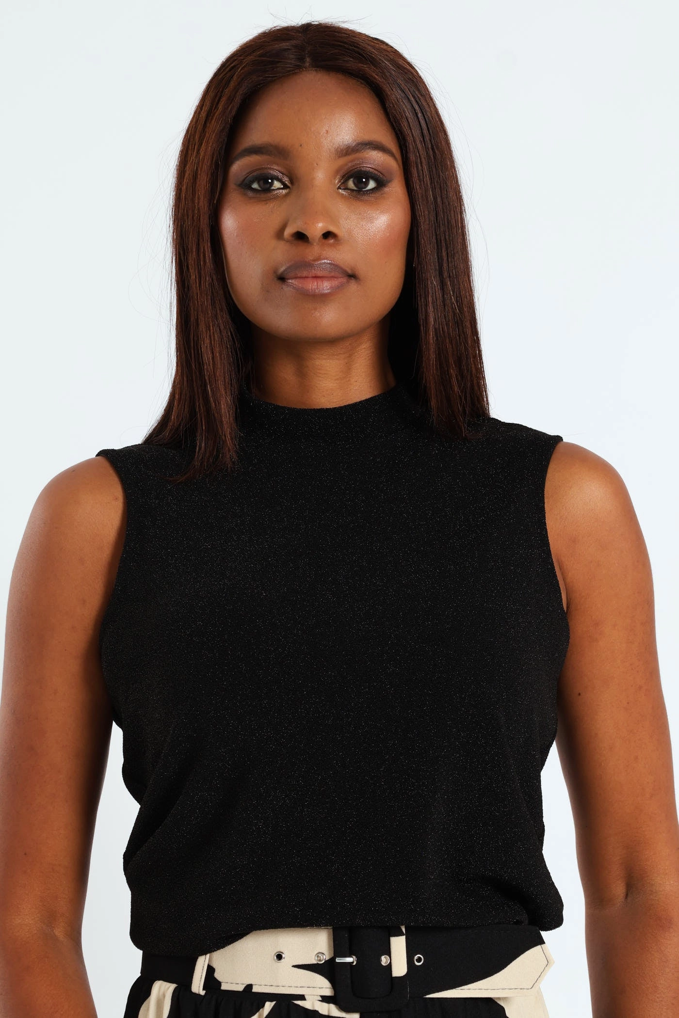 Turtleneck Tank Top - Black