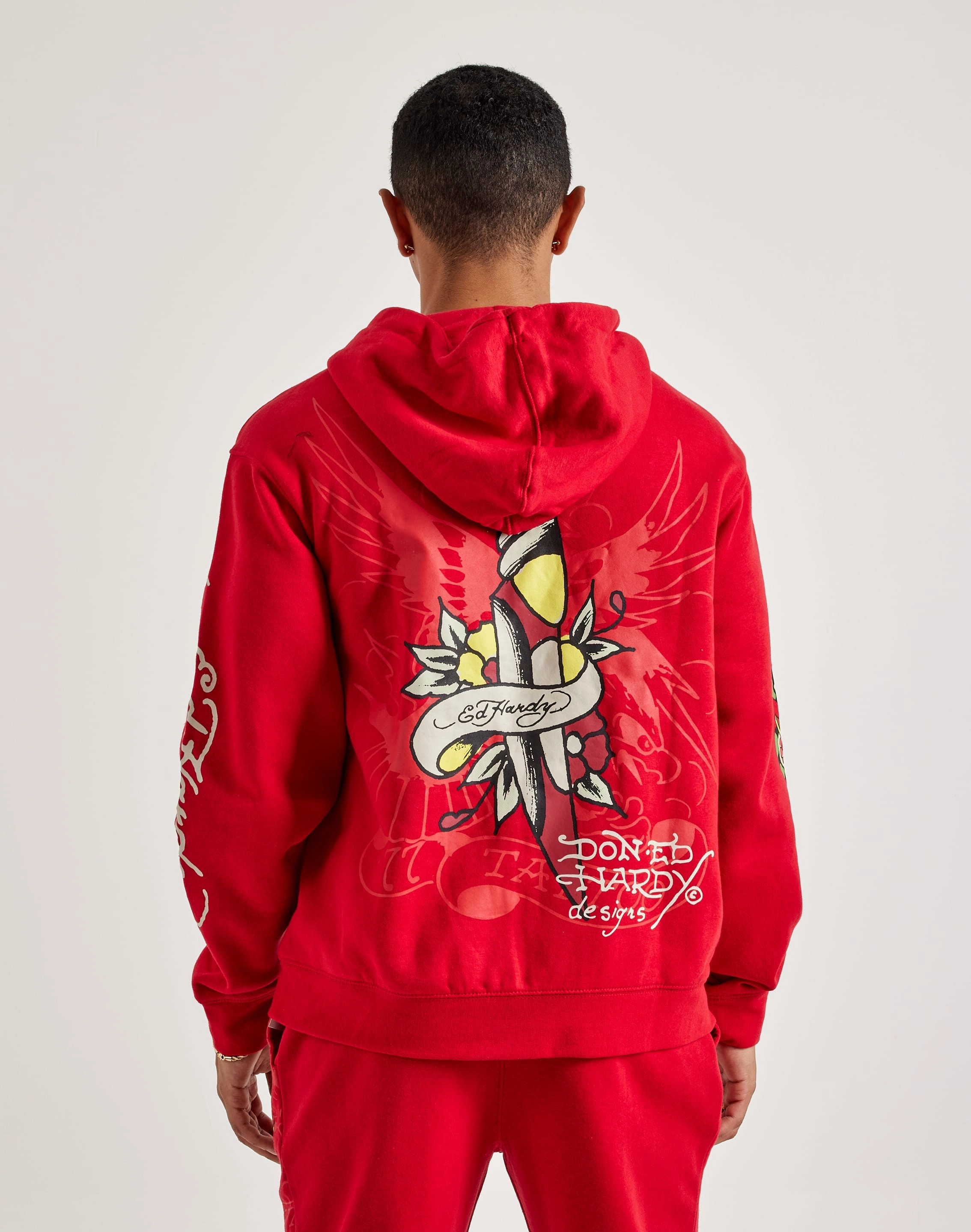 Upcycled fashion Ed Hardy Eagle Tiger Full-Zip Hoodie