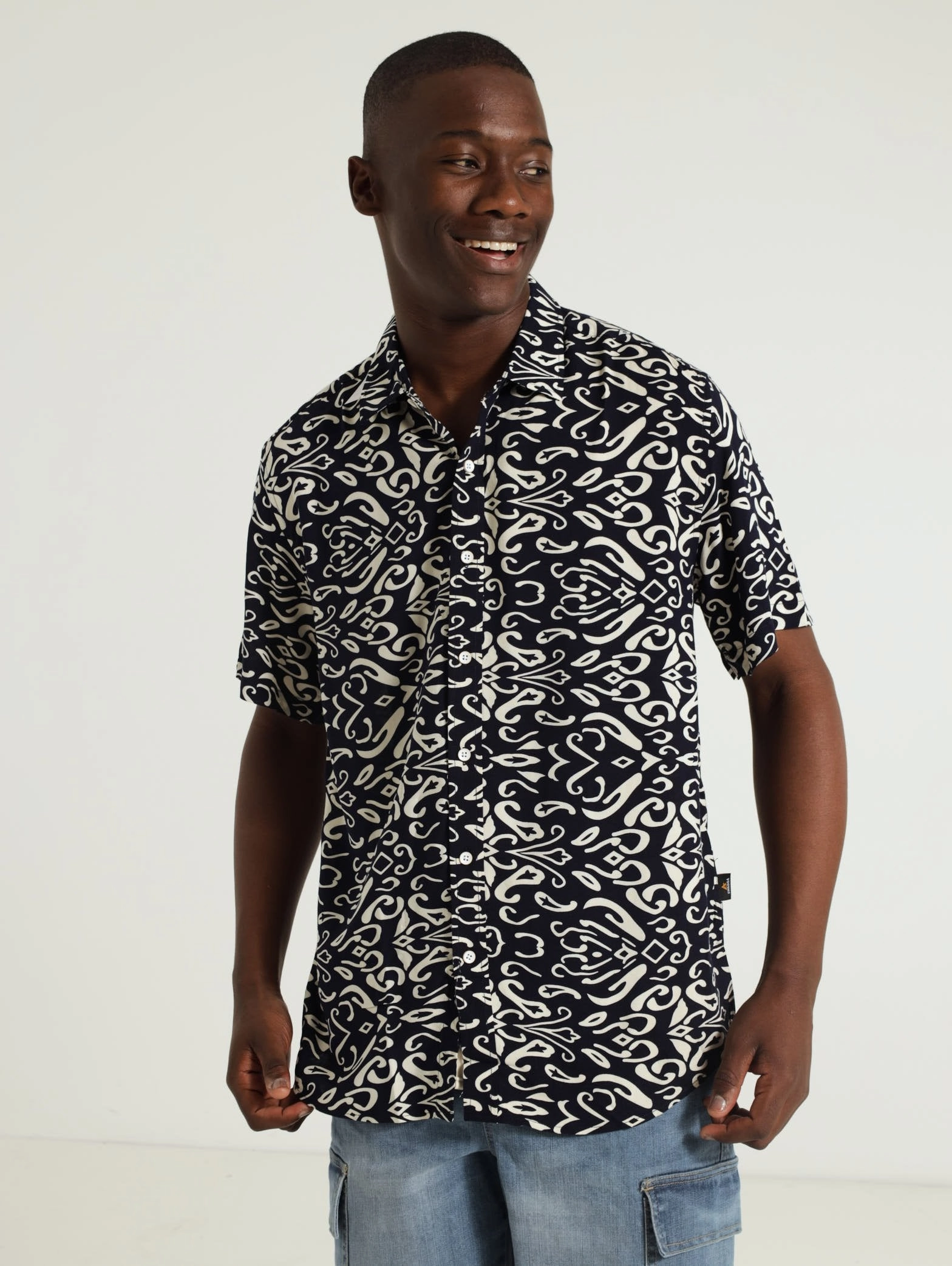 Viscose Floral Shirt - Navy Suede - finished fashion Free shipping offers