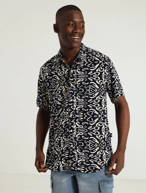 Viscose Floral Shirt - Navy Suede - finished fashion Free shipping offers