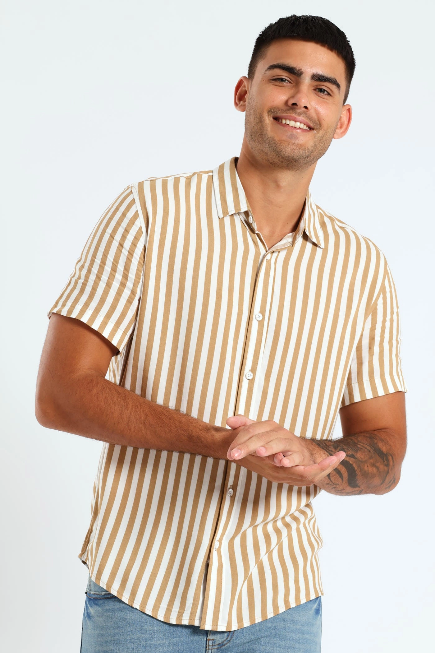 Viscose Stripe Shirt - Tabacco Street fashion Popular fashion picks