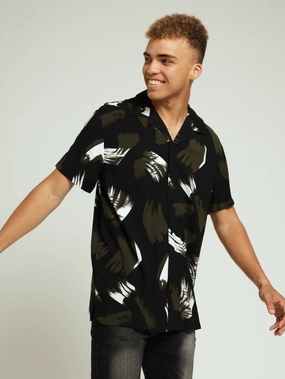 Viscose Swirl Print Shirt - Black/White Bohemian style items Vintage - inspired fashion