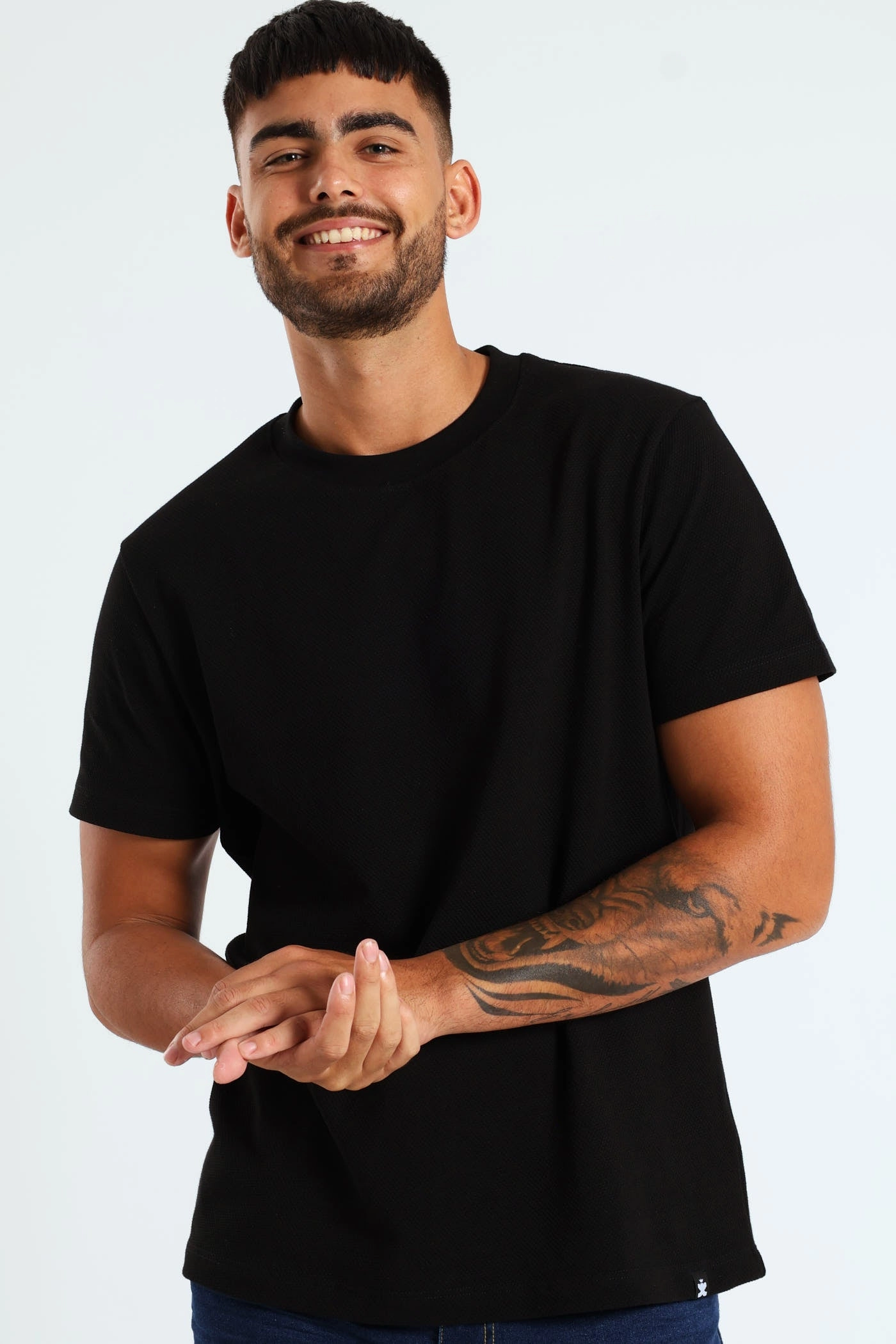 Waffle Crew Tee - Black