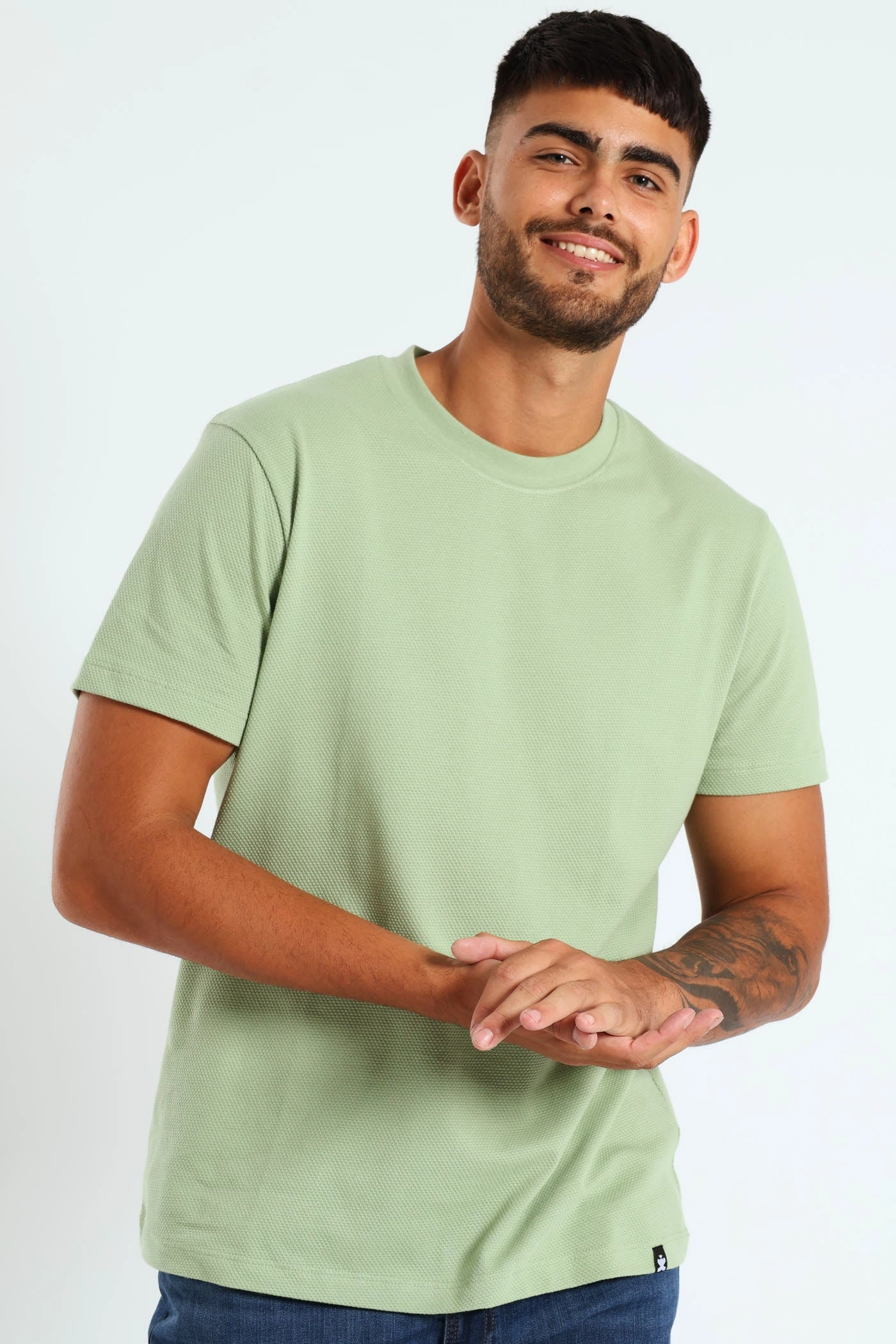 Waffle Crew Tee - Sage
