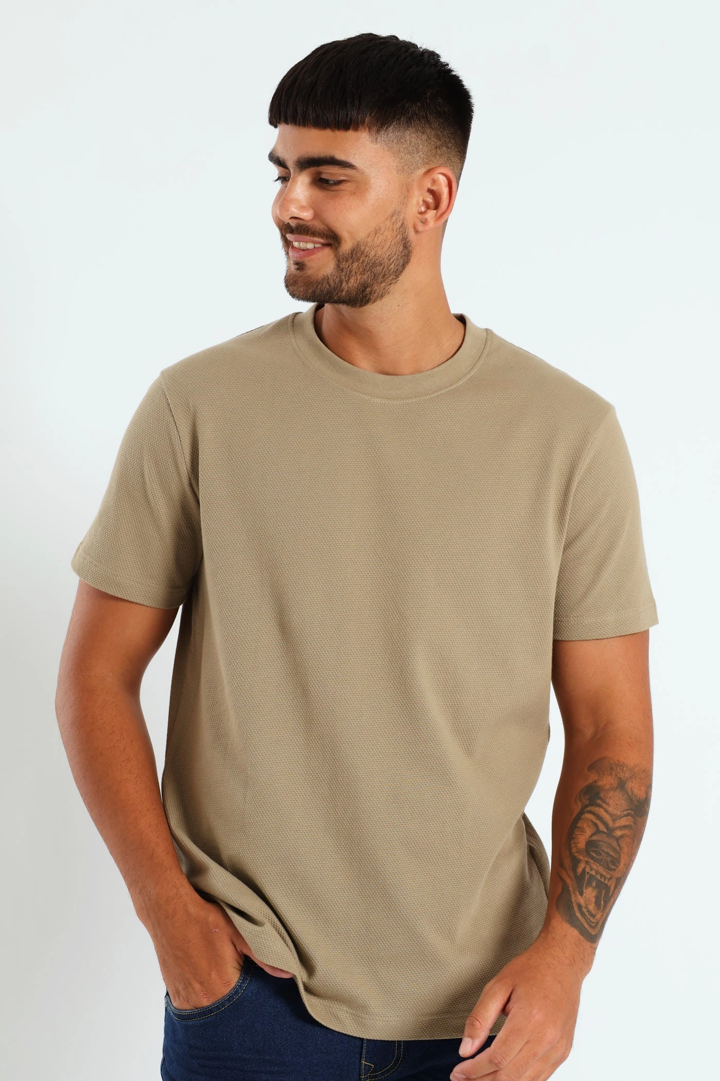 Waffle Crew Tee - Stone