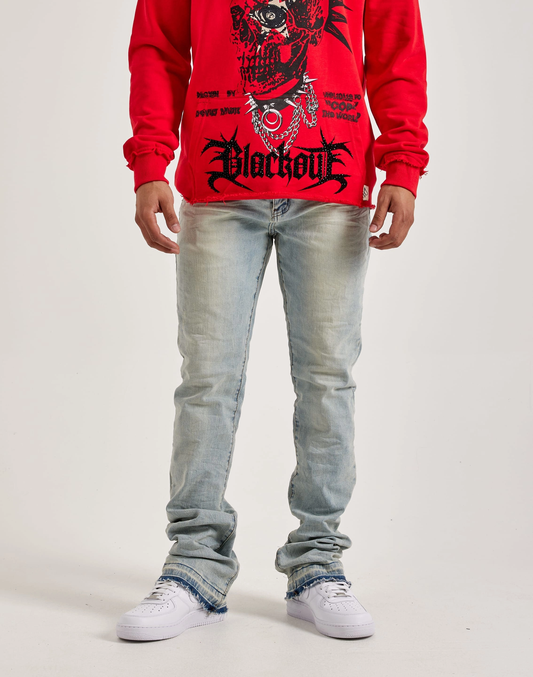 Leather - material fashion WAIMEA Flared Denim Jeans Preppy style items