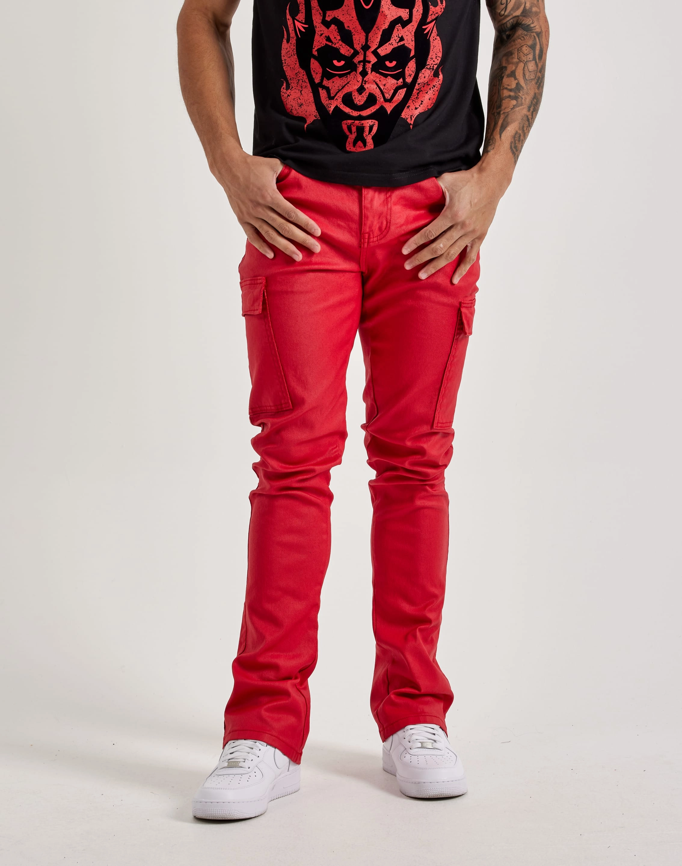 Vintage - inspired fashion WAIMEA Stacked Coated Cargo Pants Fashion inspiration