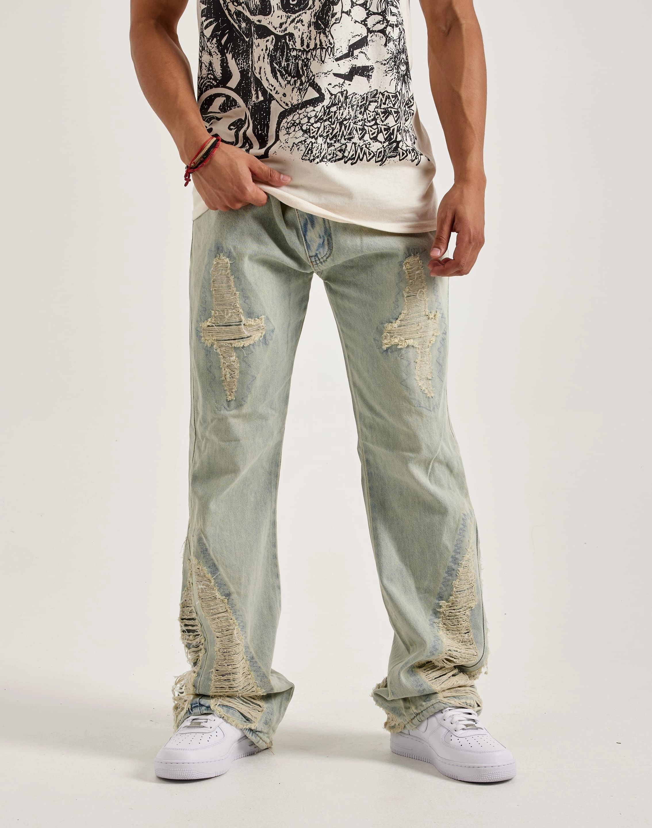 WAIMEA Super Flared Denim Jeans Fashion rental Cotton - made fashion