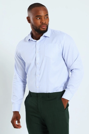 Window Pane Check Shirt - Light Blue Street fashion Military - inspired fashion