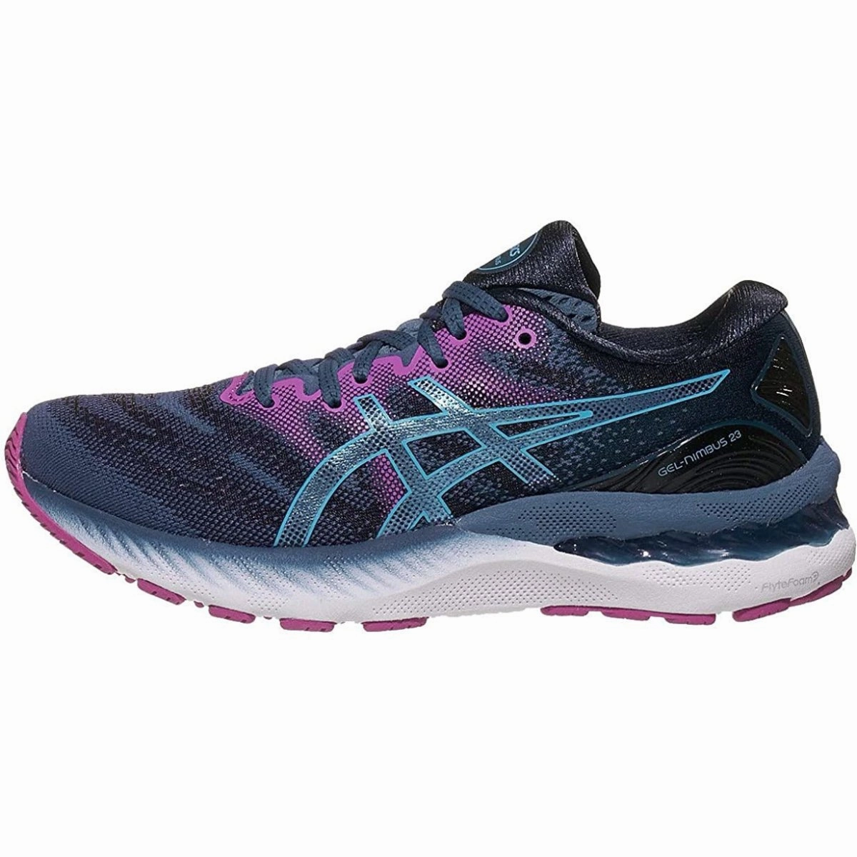 Women's ASICS GEL-NIMBUS 23 (Grand Shark/Digital Aqua)