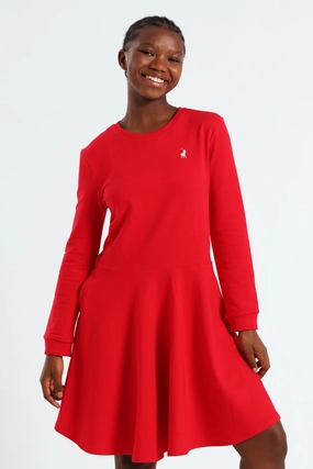 Wool - sourced fashion Girls Harper Long Sleeve Dress - Red Apparel finds