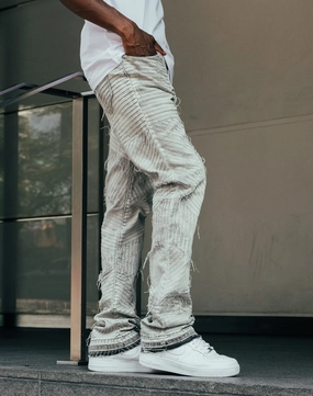 Wool - sourced fashion WAIMEA Geometric Frayed Jeans Fashion accessories