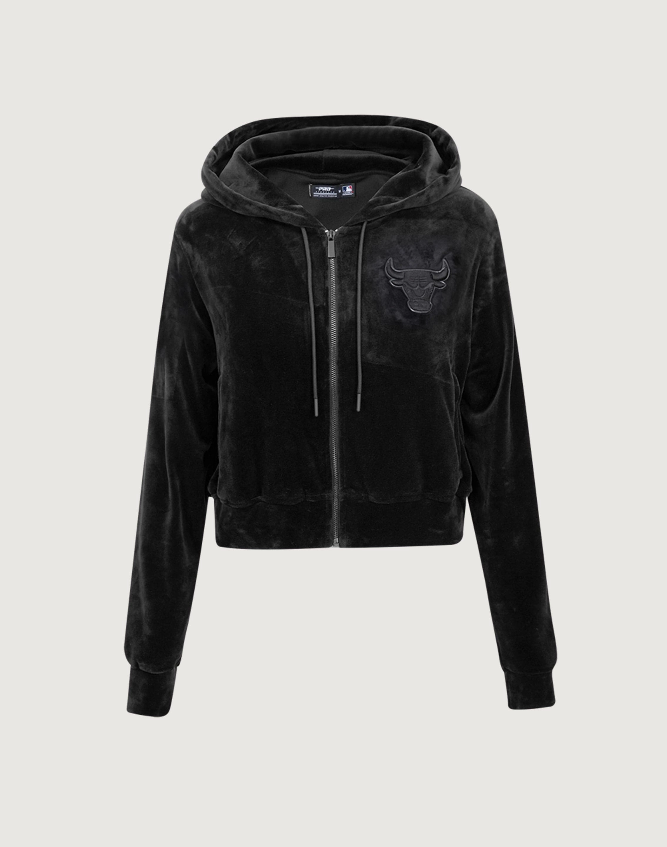 Workwear options Pro Standard Chicago Bulls Triple Black Velour Zip Hoodie Formal wear selections
